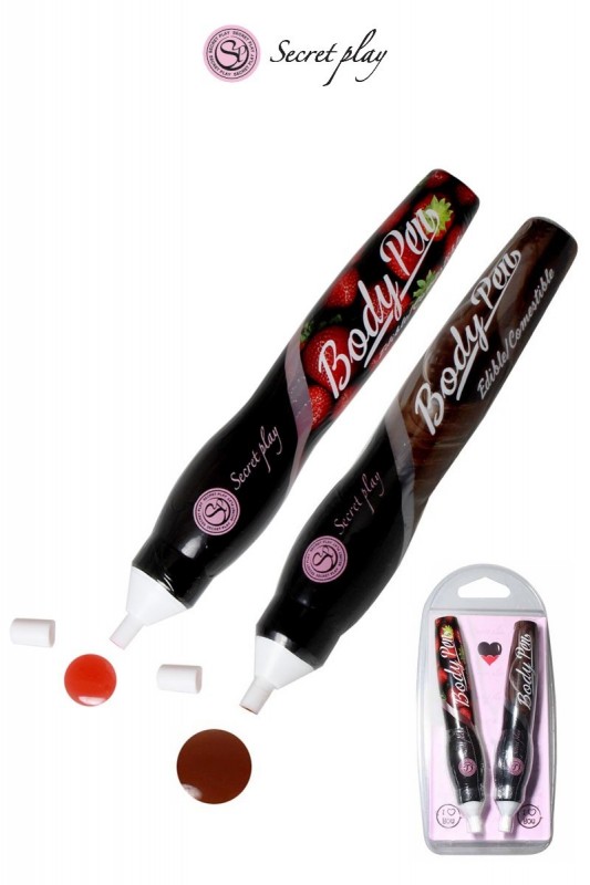 2 stylos comestibles Fraise et Chocolat - Librairie & Jeux Coquins - MyLibido