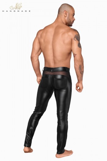 Pantalon wetlook & filet H059 | Noir HandMade 2