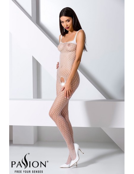 Combinaison fantaisie ouverte blanche | Passion bodystockings