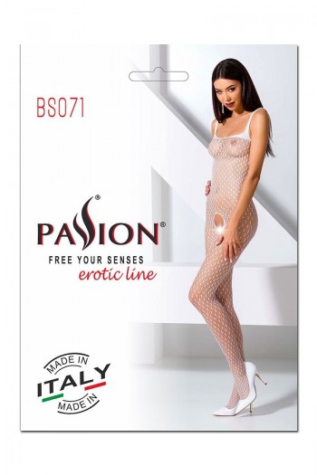 Combinaison fantaisie ouverte blanche | Passion bodystockings 2