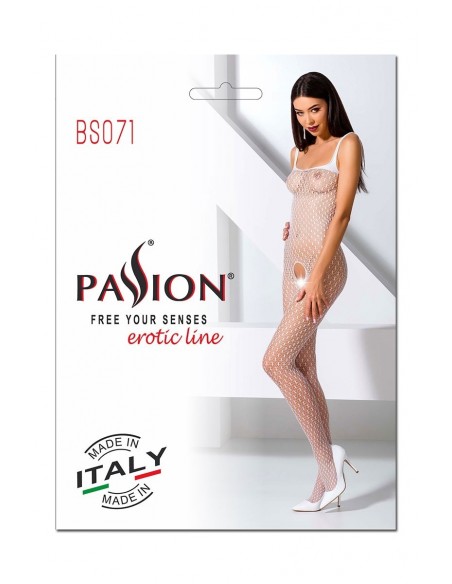 Combinaison fantaisie ouverte blanche | Passion bodystockings