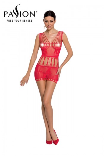Robe résille nue BS090 - Rouge | Passion bodystockings