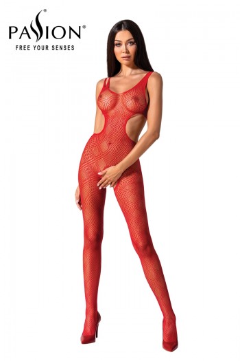 BS085 Rouge - Combinaison ouverte | Passion bodystockings