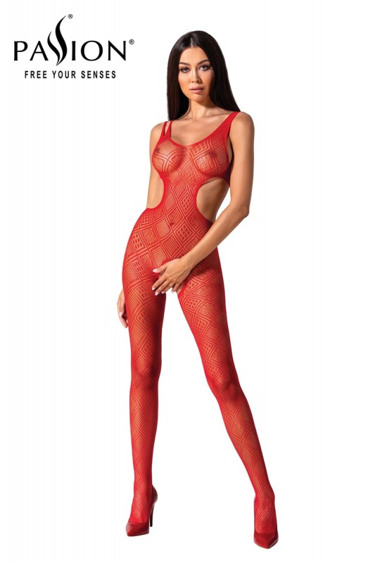 BS085 Rouge - Combinaison ouverte | Passion bodystockings