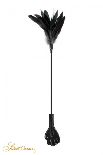 Mini cravache main et plumeau noir | Sweet Caress | Sweet Caress