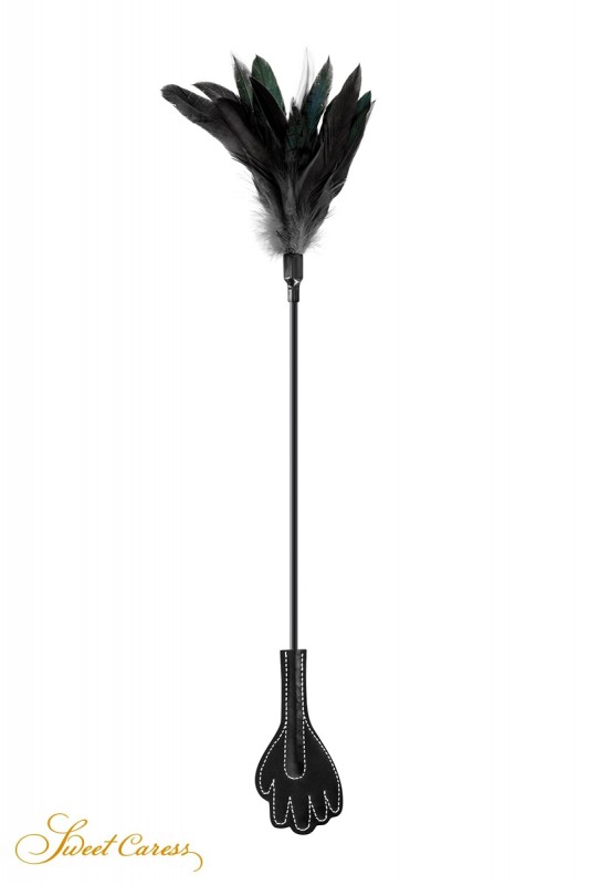 Mini cravache main et plumeau noir | Sweet Caress | Sweet Caress