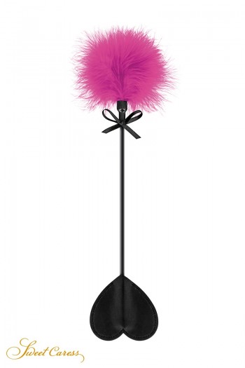 Cravache coeur noir et pompon doux fuchsia | Sweet Caress | Sweet Caress