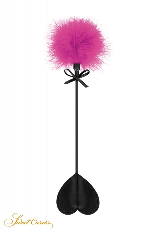 Cravache coeur noir et pompon doux fuchsia | Sweet Caress | Sweet Caress