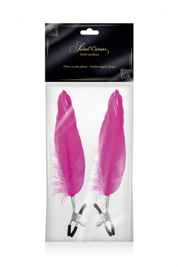 Pinces à seins avec plume fuchsia | Sweet Caress | Sweet Caress 2