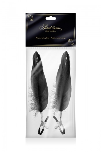 Pinces à seins avec plume noire | Sweet Caress | Sweet Caress 2
