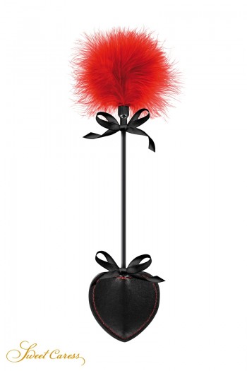 Cravache pique noire et pompon doux rouge | Sweet Caress | Sweet Caress