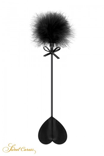 Cravache coeur noire et pompon doux sexy | Sweet Caress | Sweet Caress