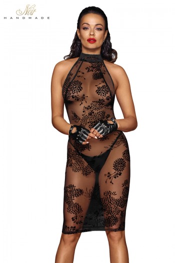 Robe transparente mi-longue F240 | Noir HandMade