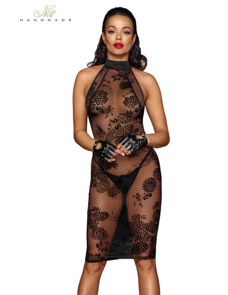 Robe transparente mi-longue F240 | Noir HandMade