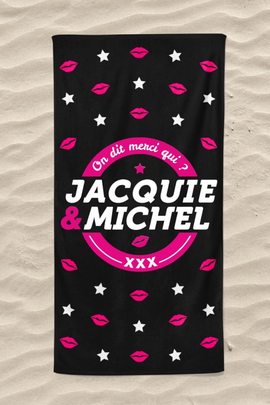 Serviette de plage "On dit merci qui ?" | Jacquie & Michel