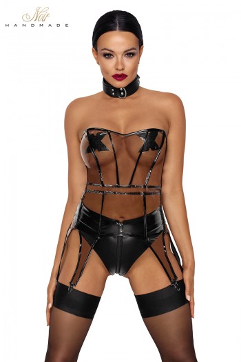 Guêpière transparente en PVC F259 | Noir HandMade