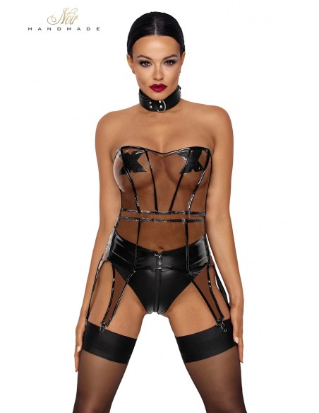 Guêpière transparente en PVC F259 | Noir HandMade