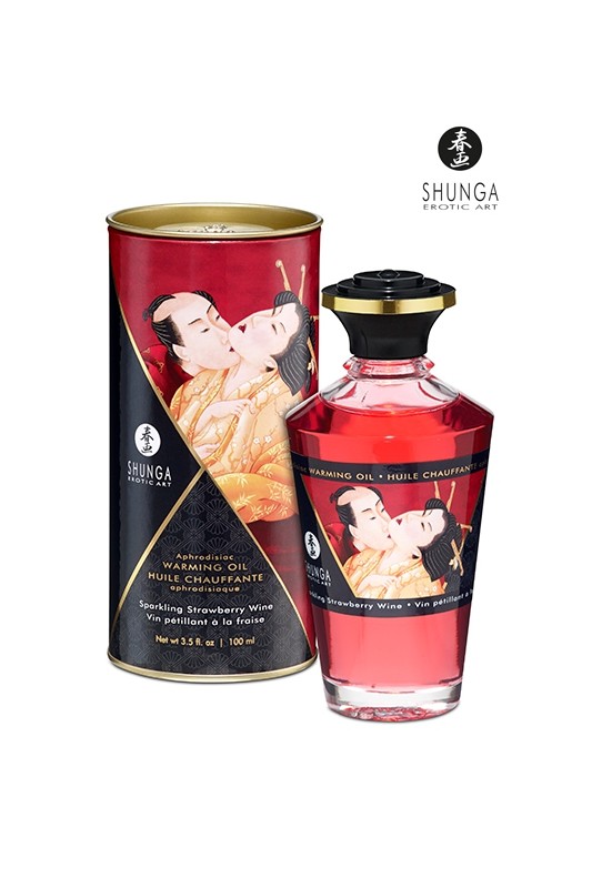 Huile chauffante - Vin pétillant fraise | Shunga
