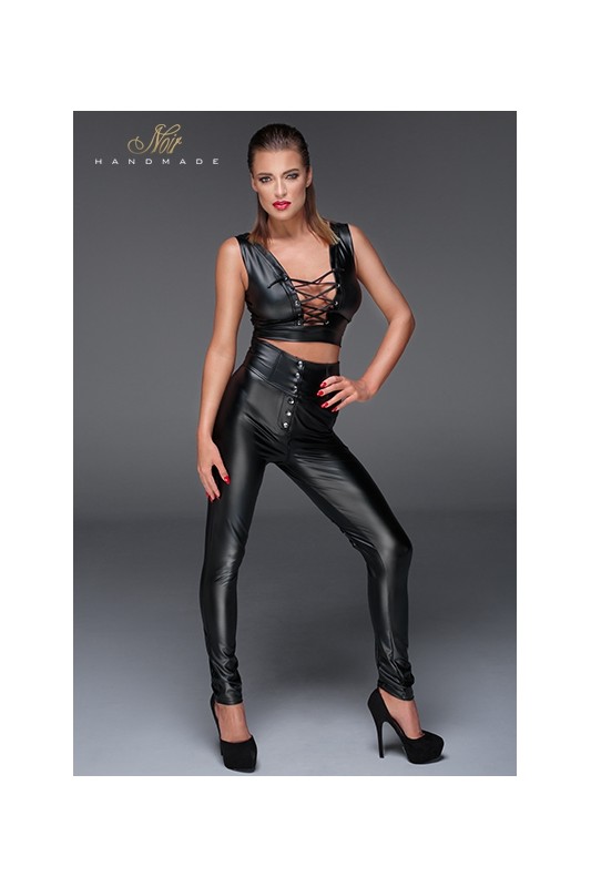 Pantalon taille haute avec laçage | Noir HandMade