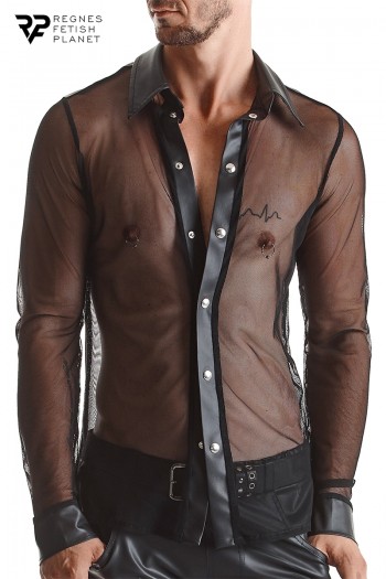 Chemise noire transparente Cesare | Regnes