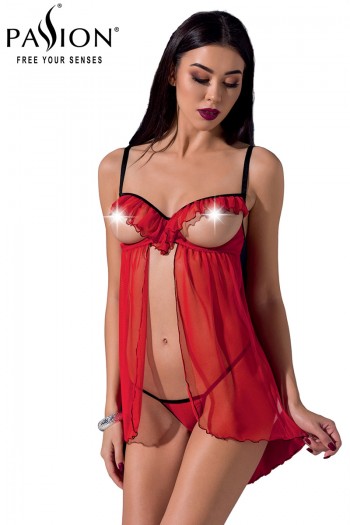 Cherry - Déshabillé seins nus rouge | Passion lingerie