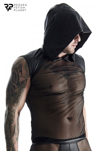 T-shirt à capuche en mesh et wetlook | Regnes