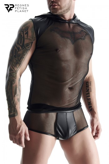T-shirt à capuche en mesh et wetlook | Regnes 2