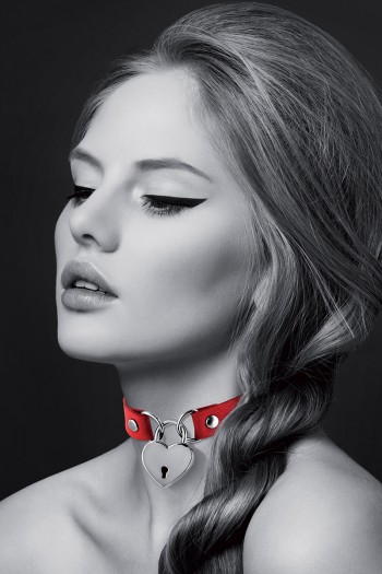 Collier choker rouge et cadenas coeur | Bijoux pour toi