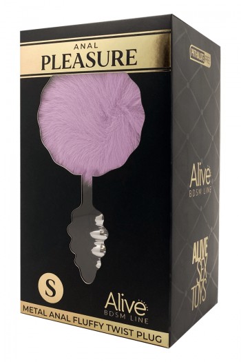 Plug métal à pompon mauve - Fluffy Twist S | Alive 2