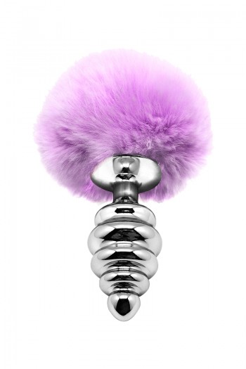Plug métal à pompon mauve - Fluffy Twist M | Alive