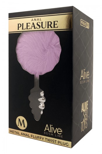 Plug métal à pompon mauve - Fluffy Twist M | Alive 2