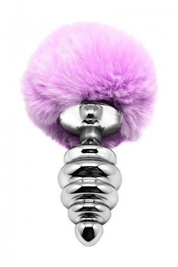 Plug métal à pompon mauve - Fluffy Twist L | Alive