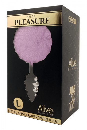 Plug métal à pompon mauve - Fluffy Twist L | Alive 2