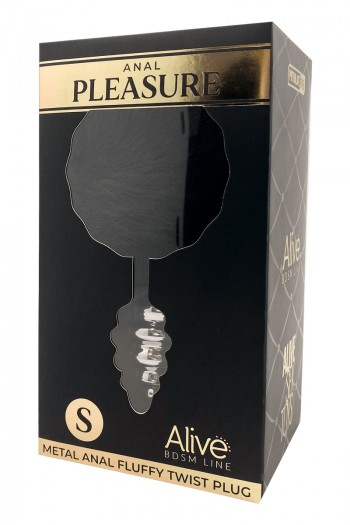 Plug métal à pompon noir - Fluffy Twist S | Alive 2