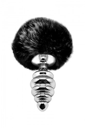 Plug métal à pompon noir - Fluffy Twist M | Alive