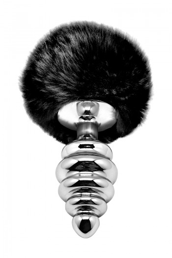 Plug métal à pompon noir - Fluffy Twist L | Alive