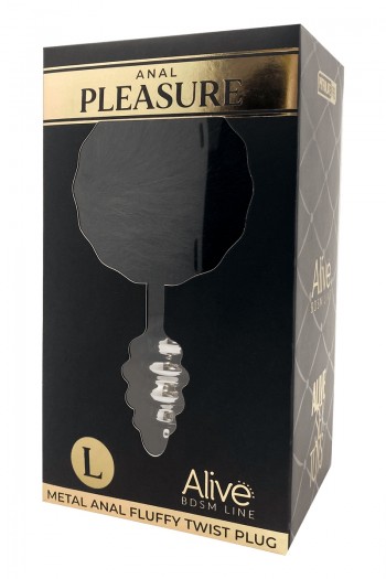 Plug métal à pompon noir - Fluffy Twist L | Alive 2