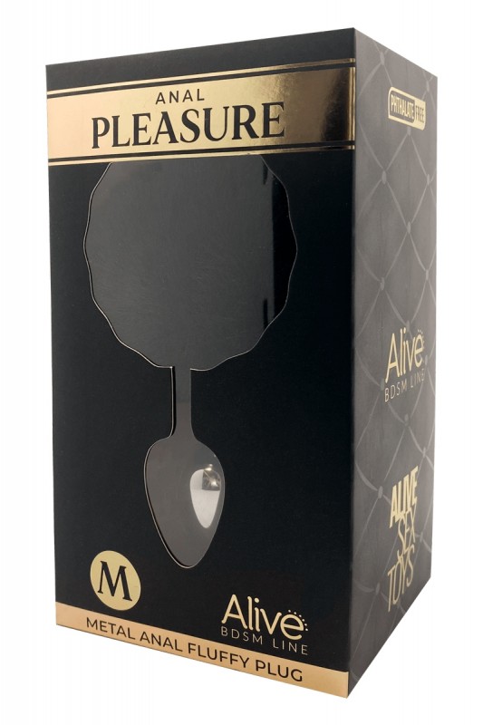 Plug métal à pompon noir - Fluffy M | Alive