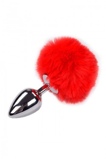 Plug métal à pompon rouge - Fluffy L | Alive