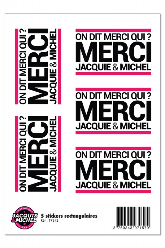 J&M - 5 stickers logo rectangle blanc | Jacquie & Michel