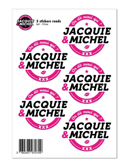 J&M - 5 stickers logo rond blanc | Jacquie & Michel J&M - 5 stickers logo rond blanc | Jacquie & Michel
