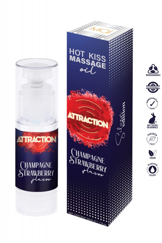 Hot Kiss - Huile de massage vin pétillant et fraise | Attraction cosmetics