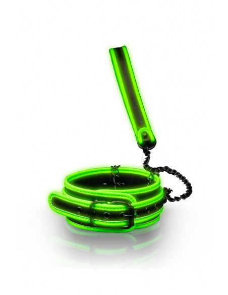 Collier et laisse noir et phospho | Ouch!