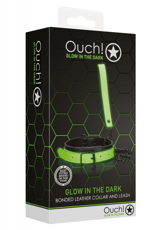 Collier et laisse noir et phospho | Ouch!