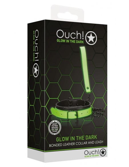 Collier et laisse noir et phospho | Ouch!