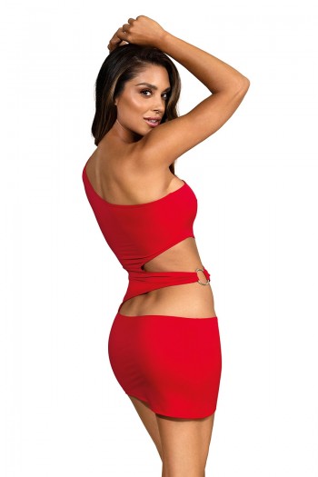 V-9249 - Robe rouge asysmétrique ajourée | Axami 2