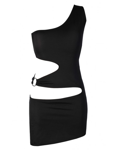 V-9239 - Robe noire asymétrique ajourée | Axami V-9239 - Robe noire asymétrique ajourée | Axami