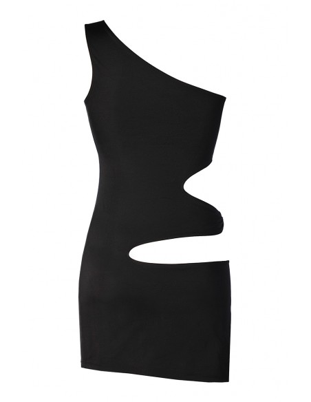 V-9239 - Robe noire asymétrique ajourée | Axami V-9239 - Robe noire asymétrique ajourée | Axami