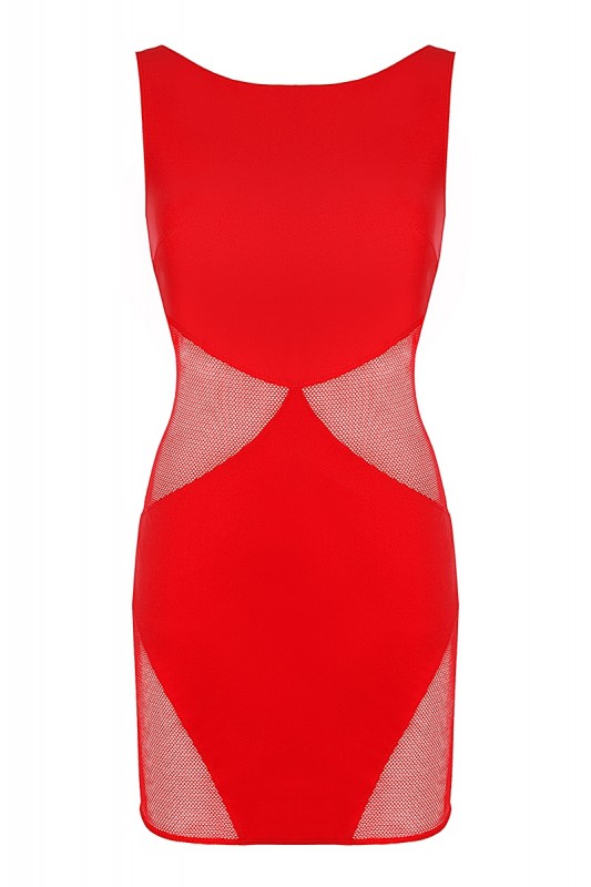V-9289 - Robe rouge ajourée | Axami