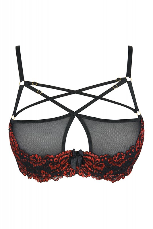 Soutien-gorge Dentelle et Broderies Rouges V-1002 | Axami